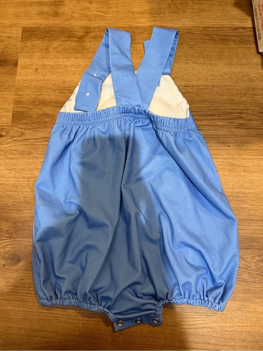 Blue Fishing Appliqué Kids One-Piece